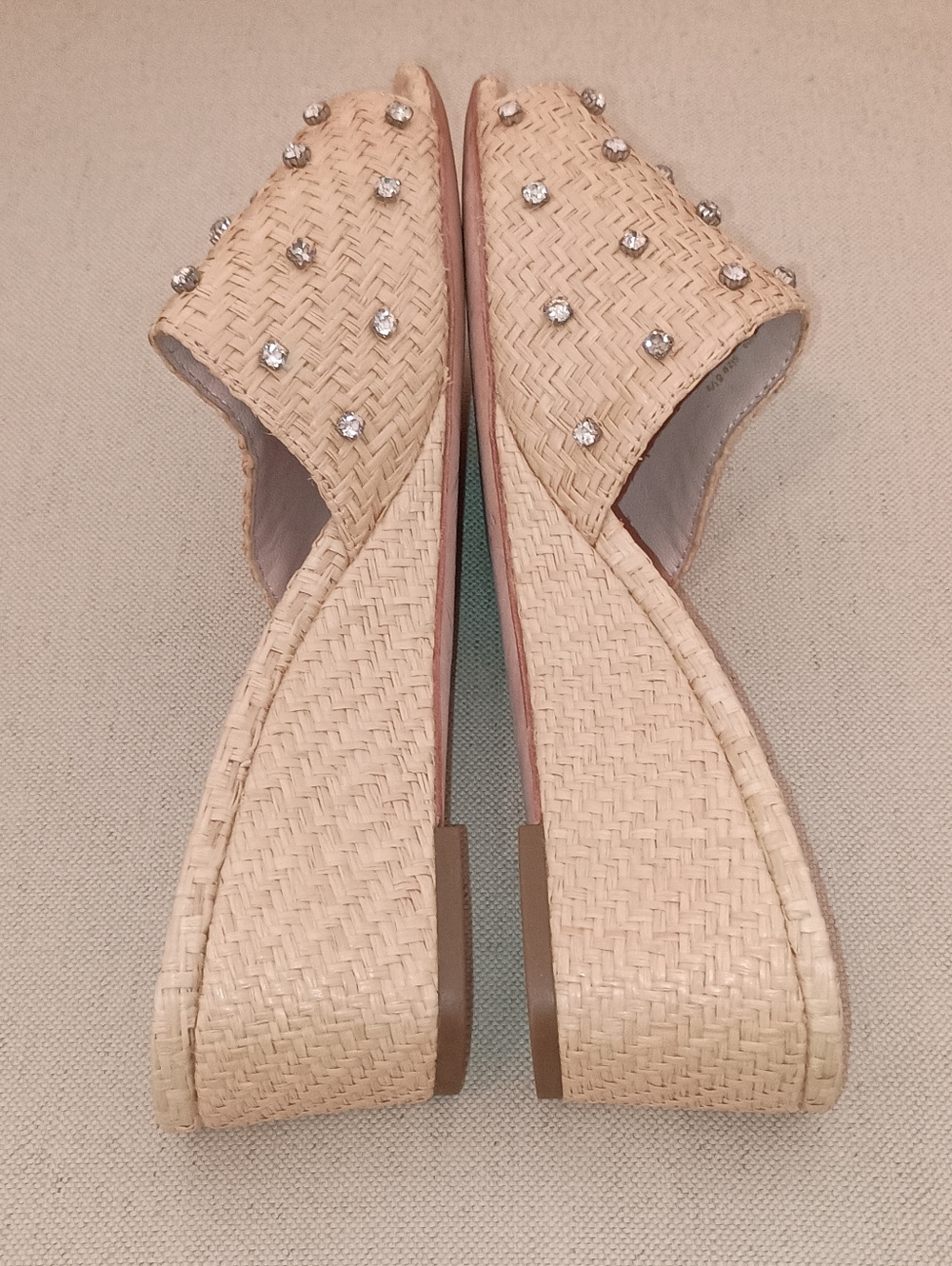 Loeffler Randal Twilly Wedge Slides Natural Straw Raffia Size 8.5 - Picture 10 of 13